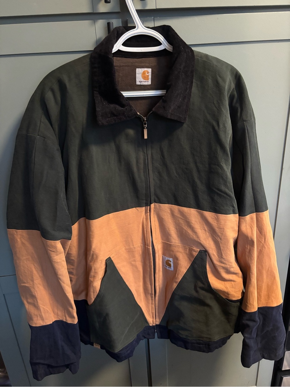 Carhartt Men's Olive, Tan & Navy Colorblock Work Jacket
